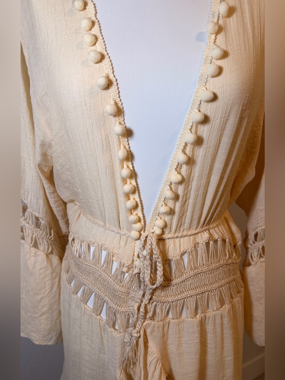 Cream Boho Swim Coverup Robe
